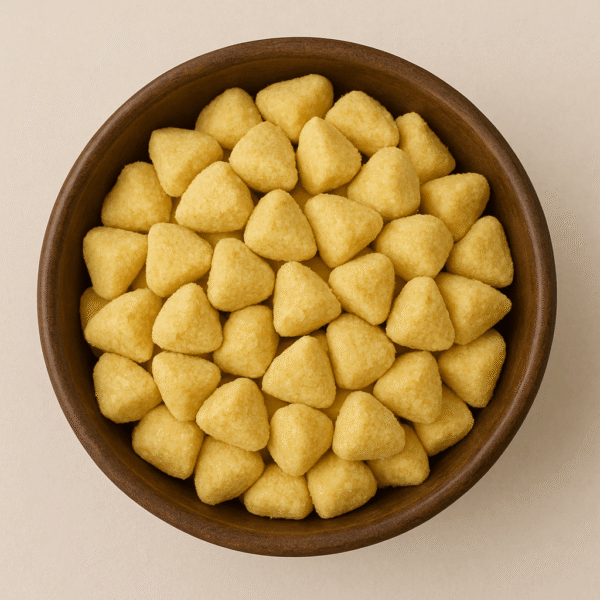 Homemade Moong Dal Badi (or Adauri) in a Bowl: Traditional sun-dried split yellow lentil dumplings/crispies made from moong dal from Mithila Barni.