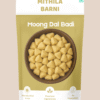 Homemade Moong Dal Badi (Mongodi) in a Stand-Up Pouch: Traditional sun-dried split yellow lentil dumplings made of moong dal from Mithila Barni.