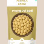 Homemade Moong Dal Badi (Mongodi) in a Stand-Up Pouch: Traditional sun-dried split yellow lentil dumplings made of moong dal from Mithila Barni.