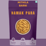 Homemade Namak Para in a Stand-Up Pouch: Savory and crispy North Indian crackers, conveniently packed by Mithila Barni.